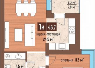 1-ком. квартира на продажу, 46.7 м2, Светлогорск