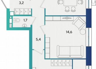 2-ком. квартира на продажу, 60.5 м2, Татарстан