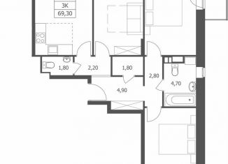 Продается 3-комнатная квартира, 69.3 м2, Ярославская область, Большая Октябрьская улица, 85