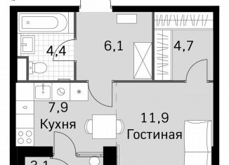 Продажа квартиры студии, 36.5 м2, Москва, район Покровское-Стрешнево, Строительный проезд, 9с9