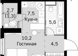 Продам квартиру студию, 29.1 м2, Москва, район Покровское-Стрешнево, Строительный проезд, 9с9