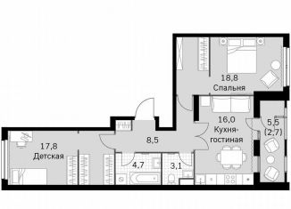 Продам 2-ком. квартиру, 71.6 м2, Москва, метро Тушинская, Строительный проезд, 9с9