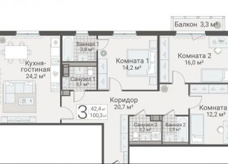 Продам 3-ком. квартиру, 100.3 м2, Санкт-Петербург, улица Руднева, 15, метро Озерки