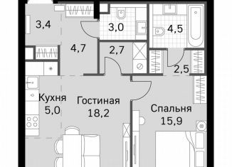 Продаю однокомнатную квартиру, 59.9 м2, Москва, метро Хорошёвская