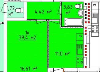 Продам 1-комнатную квартиру, 39.4 м2, Таганрог, Кленовая улица, 26