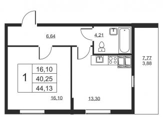 Продажа однокомнатной квартиры, 44.1 м2, Бугры