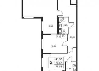 Продается 2-ком. квартира, 78.5 м2, Бугры