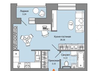 Продаю квартиру студию, 37 м2, село Первомайский