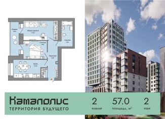 Продается двухкомнатная квартира, 57 м2, Пермь, Дзержинский район