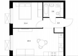 Продается однокомнатная квартира, 39.3 м2, Москва