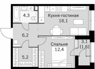 Продаю 1-ком. квартиру, 45.4 м2, Москва, метро Сходненская, Строительный проезд, 9с9