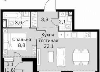 1-ком. квартира на продажу, 42.1 м2, Москва, район Покровское-Стрешнево, Строительный проезд, 9с9