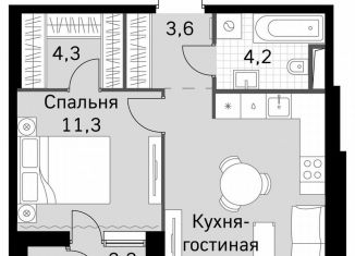 Продам 1-комнатную квартиру, 42.8 м2, Москва, район Покровское-Стрешнево, Строительный проезд, 9с9