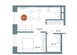 Продается двухкомнатная квартира, 30.1 м2, Новосибирск, 3-й переулок Римского-Корсакова, метро Студенческая