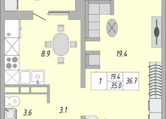 Продаю 1-ком. квартиру, 36.7 м2, Оренбург, улица Братьев Хусаиновых, 6, ЖК Акварель