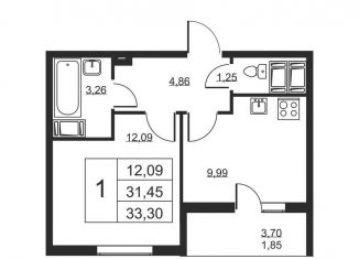 Продажа 1-ком. квартиры, 33.3 м2, Бугры