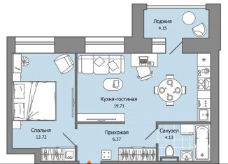 Продам 1-комнатную квартиру, 46 м2, село Первомайский