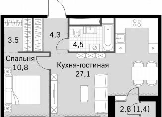 1-комнатная квартира на продажу, 51.9 м2, Москва, район Покровское-Стрешнево, Строительный проезд, 9с9