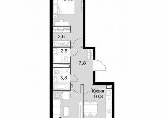 Продажа 2-комнатной квартиры, 58.7 м2, Москва, метро Тушинская, Строительный проезд, 9с9