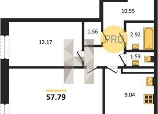 Продается двухкомнатная квартира, 57.8 м2, Воронеж, Левобережный район, Ленинградская улица, 118А