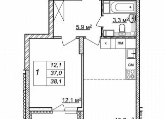 Продается 1-ком. квартира, 38.1 м2, Нижний Новгород, ЖК Новая Кузнечиха, жилой комплекс Новая Кузнечиха, 13