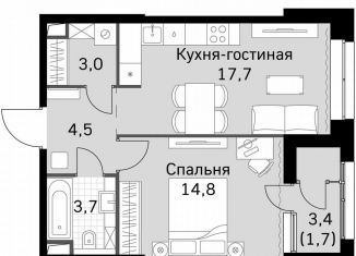 1-комнатная квартира на продажу, 45.6 м2, Москва, метро Тушинская, Строительный проезд, 9с9