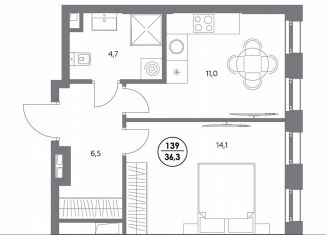 Продается однокомнатная квартира, 36.3 м2, Москва