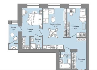 Продаю 2-комнатную квартиру, 71 м2, Киров, Ленинский район