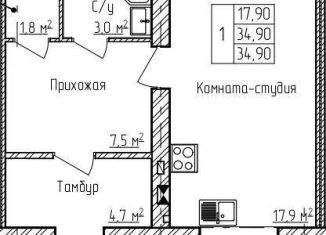 Продажа квартиры студии, 34.9 м2, Ярославская область