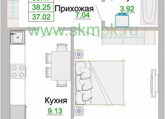 Однокомнатная квартира на продажу, 38 м2, Зеленоградск