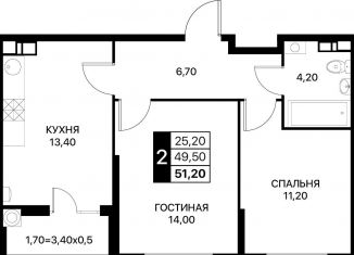 Продается 2-комнатная квартира, 51.2 м2, Ростов-на-Дону, Первомайский район