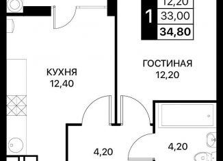 Продаю 1-ком. квартиру, 34.8 м2, Ростов-на-Дону, Первомайский район