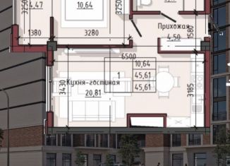 Продается однокомнатная квартира, 46.6 м2, Нальчик, улица Площадь Коммунаров, 12, район Центр