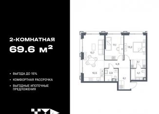 Продаю 2-комнатную квартиру, 69.6 м2, Москва, метро Люблино