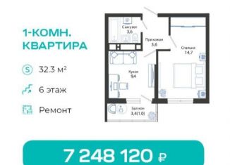 Однокомнатная квартира на продажу, 32.3 м2, Новороссийск, улица Куникова, 47Бк2