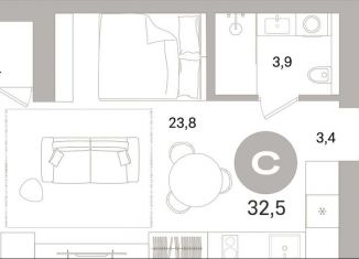 Продается квартира студия, 32.5 м2, Санкт-Петербург, метро Приморская