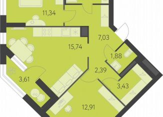 Продаю 2-комнатную квартиру, 60.8 м2, Екатеринбург, метро Чкаловская, улица Академика Парина, 27