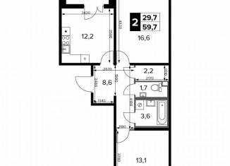 Продам 2-комнатную квартиру, 59.7 м2, Москва, Ленинградское шоссе, 228к5, Молжаниновский район