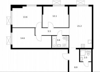 Продам 3-комнатную квартиру, 82 м2, Котельники, ЖК Белая Дача Парк