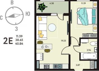 Продается 1-ком. квартира, 40.8 м2, село Новая Усмань