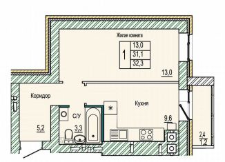 Продается 1-комнатная квартира, 32.3 м2, Волгоград