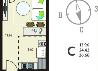 Продам квартиру студию, 26.7 м2, село Новая Усмань, бульвар Художников, 3