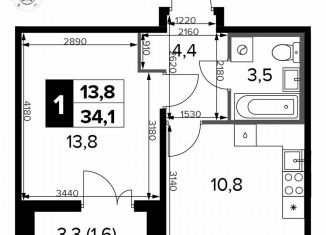 Продам 1-комнатную квартиру, 34.1 м2, Москва, Ленинградское шоссе, 228к5, Молжаниновский район