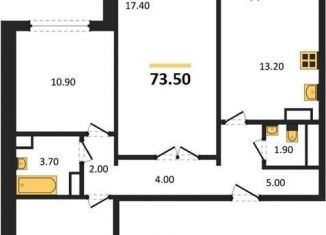 Продам 3-ком. квартиру, 73.5 м2, посёлок Отрадное, бульвар 70 лет Победы, 5