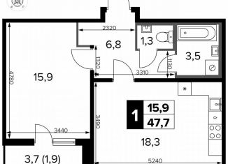 Продаю 1-комнатную квартиру, 47.7 м2, Москва, Ленинградское шоссе, 228к7, Молжаниновский район