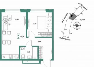 Продам 2-ком. квартиру, 44.2 м2, Новосибирск