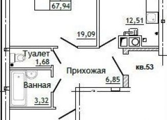 2-комнатная квартира на продажу, 67.9 м2, Смоленск, улица Крупской, 54Б, Промышленный район