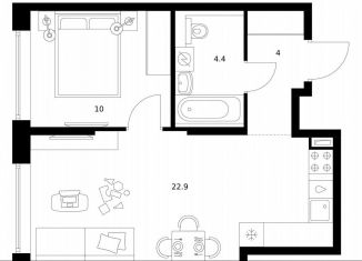 Продается однокомнатная квартира, 41.3 м2, Москва, район Западное Дегунино