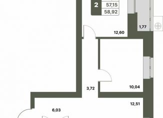 Продаю 2-ком. квартиру, 58.9 м2, село Миловка