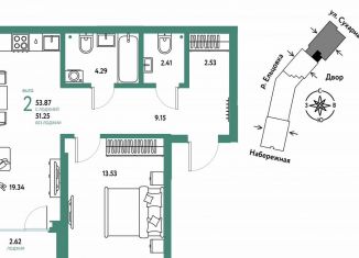 Продам 2-ком. квартиру, 53.9 м2, Новосибирск, метро Заельцовская